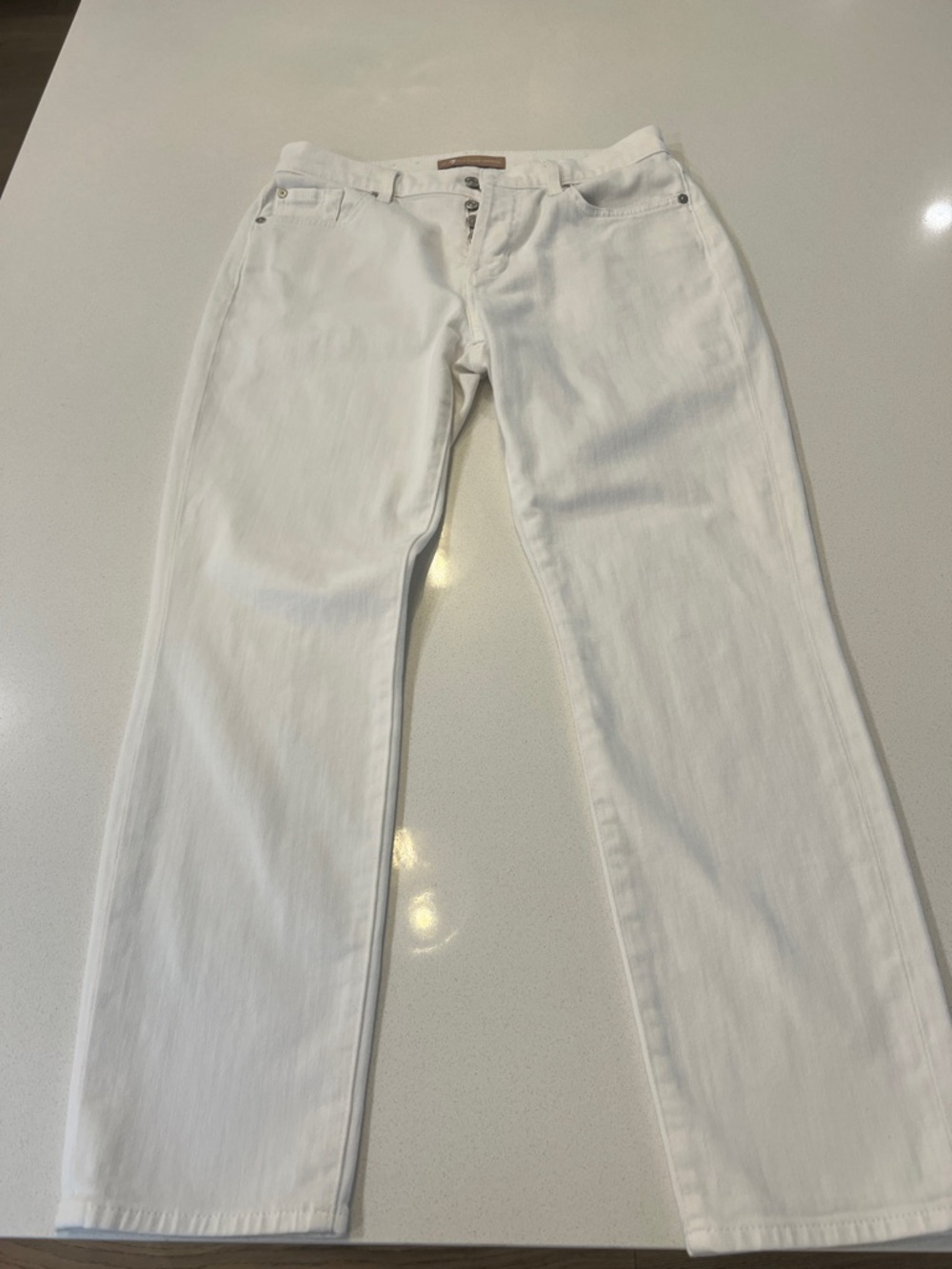 7 For All Mankind Josefina White Boyfriend Luxe Vintage Button-Fly Jeans